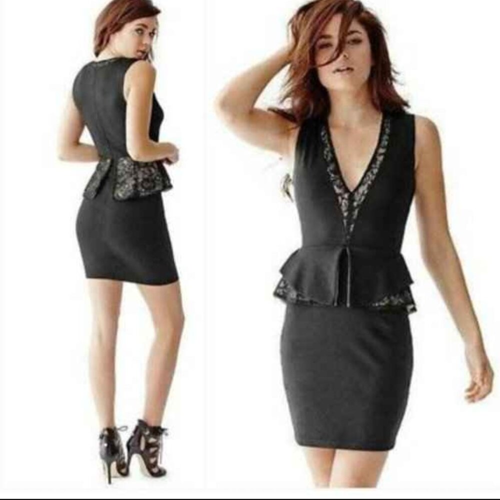 New with tags GUESS black SLEEVELESS PEPLUM DRESS SIZE XS